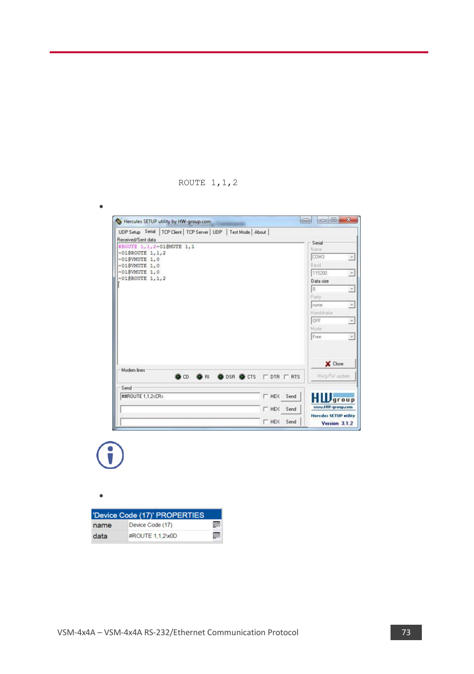 10 vsm-4x4a rs-232/ethernet communication protocol, Vsm-4x4a rs-232/ethernet communication protocol | Kramer 4 x 4 Seamless AV Matrix Switcher/Multi-Scaler User Manual | Page 80 / 117