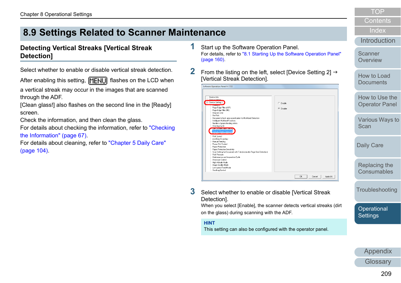 9 settings related to scanner maintenance, Settings related to scanner maintenance | Fujitsu Ricoh Fujitsu fi-7700 Document Scanner User Manual | Page 209 / 238