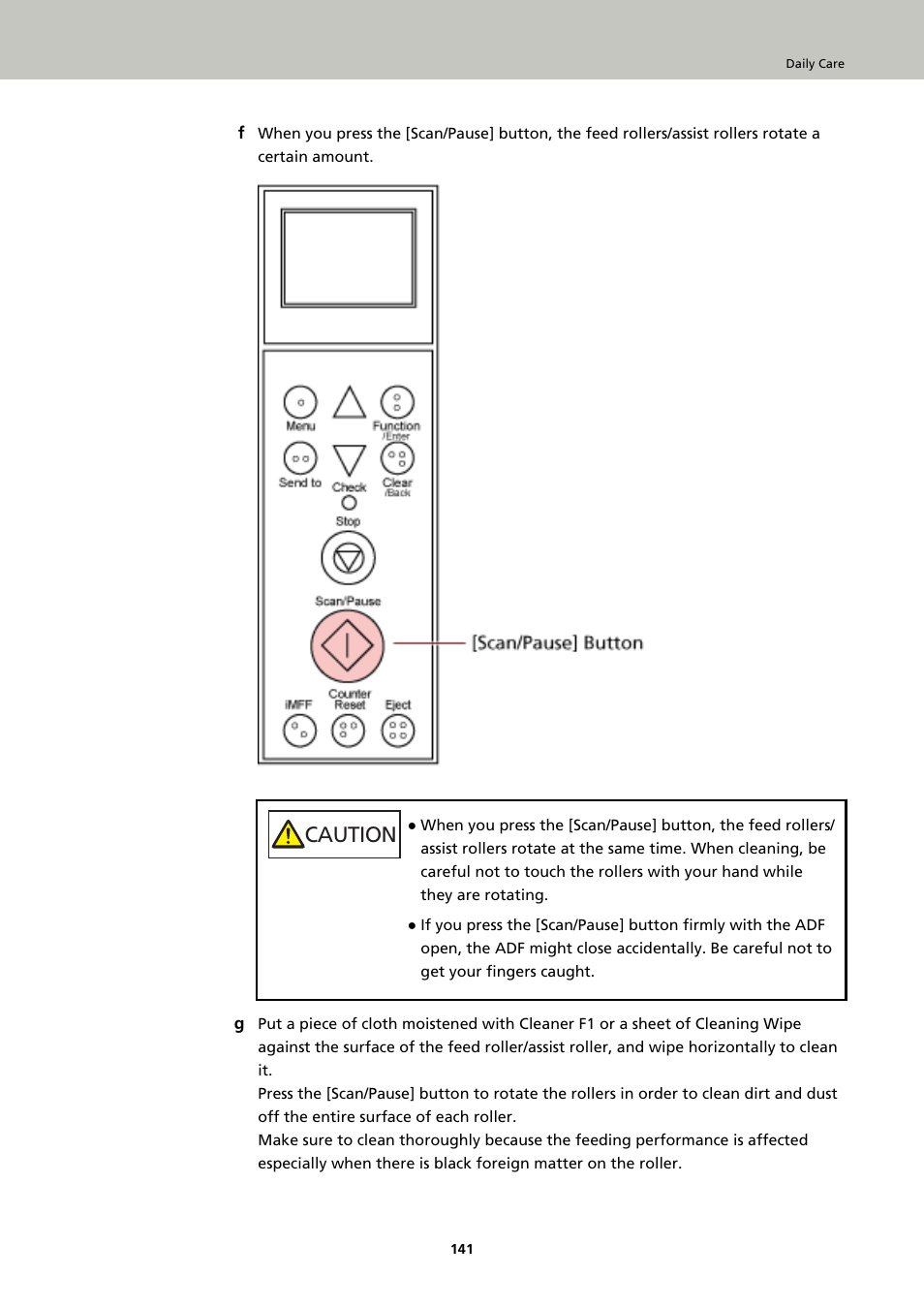 Caution | Fujitsu Ricoh Fujitsu fi-7900 Image Scanner User Manual | Page 141 / 291