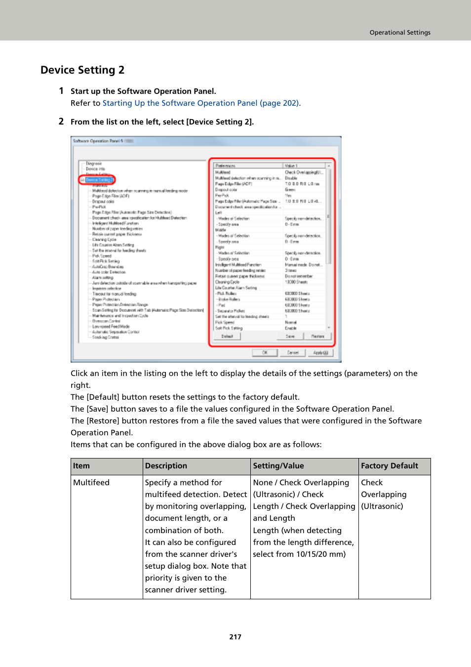 Device setting 2 | Fujitsu Ricoh Fujitsu fi-7900 Image Scanner User Manual | Page 217 / 291
