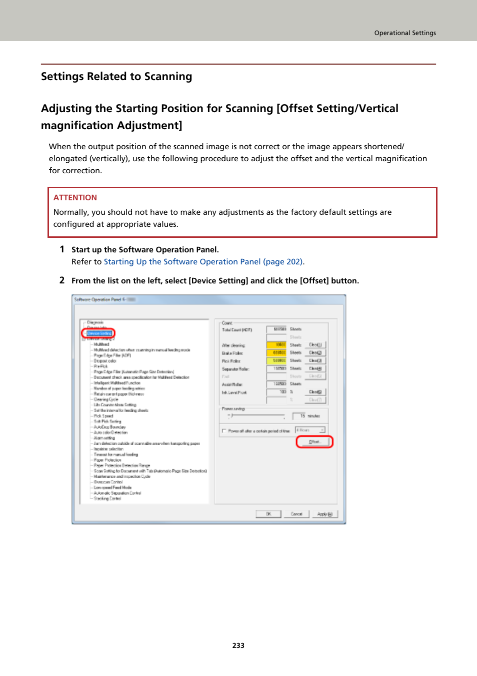 Settings related to scanning | Fujitsu Ricoh Fujitsu fi-7900 Image Scanner User Manual | Page 233 / 291