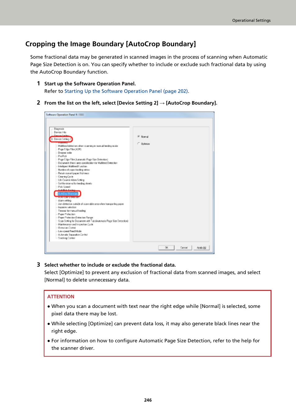 Cropping the image boundary [autocrop boundary | Fujitsu Ricoh Fujitsu fi-7900 Image Scanner User Manual | Page 246 / 291
