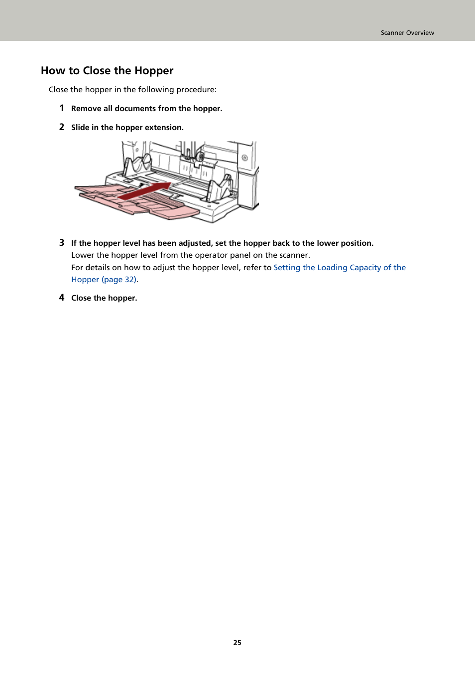 How to close the hopper | Fujitsu Ricoh Fujitsu fi-7900 Image Scanner User Manual | Page 25 / 291