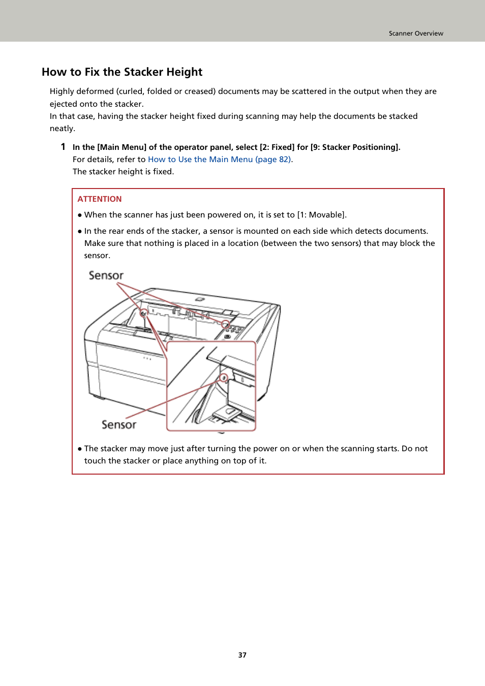 How to fix the stacker height | Fujitsu Ricoh Fujitsu fi-7900 Image Scanner User Manual | Page 37 / 291