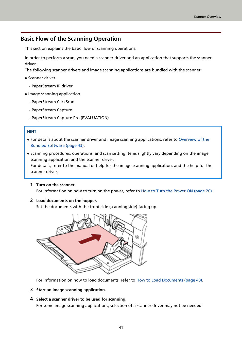 Basic flow of the scanning operation | Fujitsu Ricoh Fujitsu fi-7900 Image Scanner User Manual | Page 41 / 291