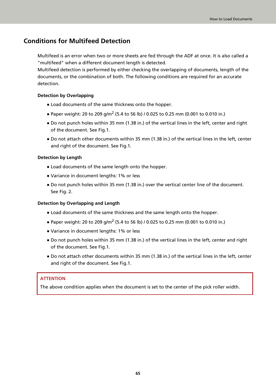 Conditions for multifeed detection | Fujitsu Ricoh Fujitsu fi-7900 Image Scanner User Manual | Page 65 / 291