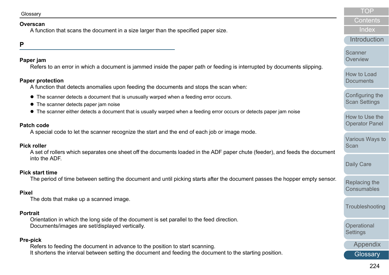 Overscan | Fujitsu Ricoh Fujitsu fi-7280 Color Duplex Document Scanner User Manual | Page 224 / 229