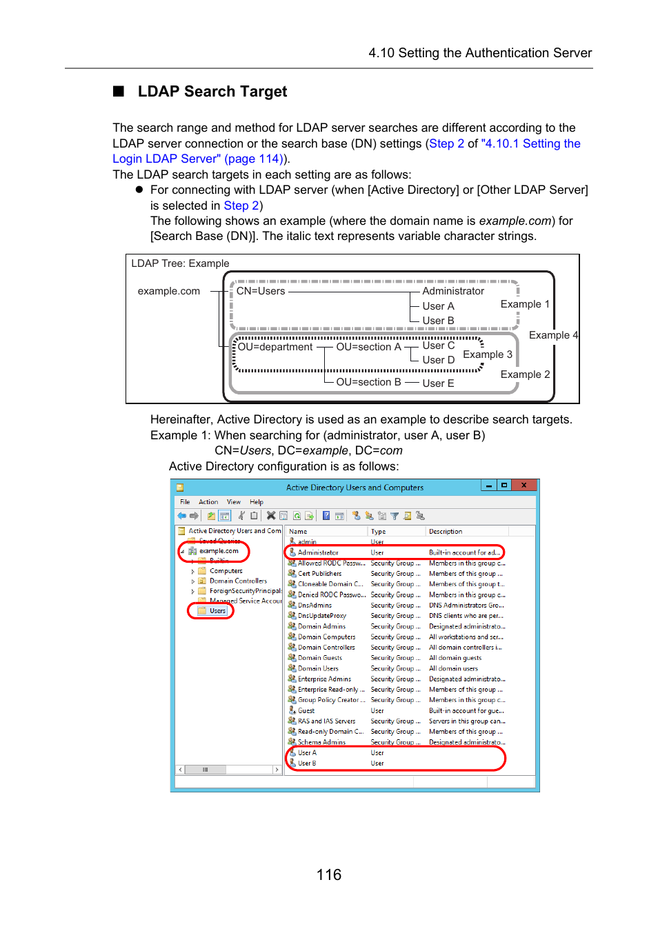 Ldap search target, 116 ■ ldap search target | Fujitsu Ricoh Fujitsu N7100E Network Image Scanner User Manual | Page 116 / 482