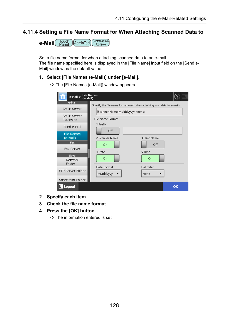 To e-mail, P.128) | Fujitsu Ricoh Fujitsu N7100E Network Image Scanner User Manual | Page 128 / 482