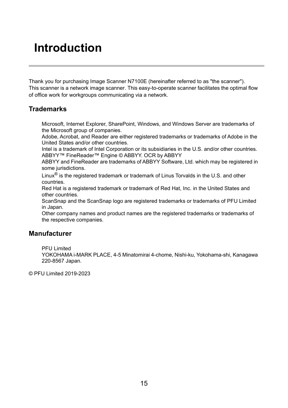 Introduction | Fujitsu Ricoh Fujitsu N7100E Network Image Scanner User Manual | Page 15 / 482