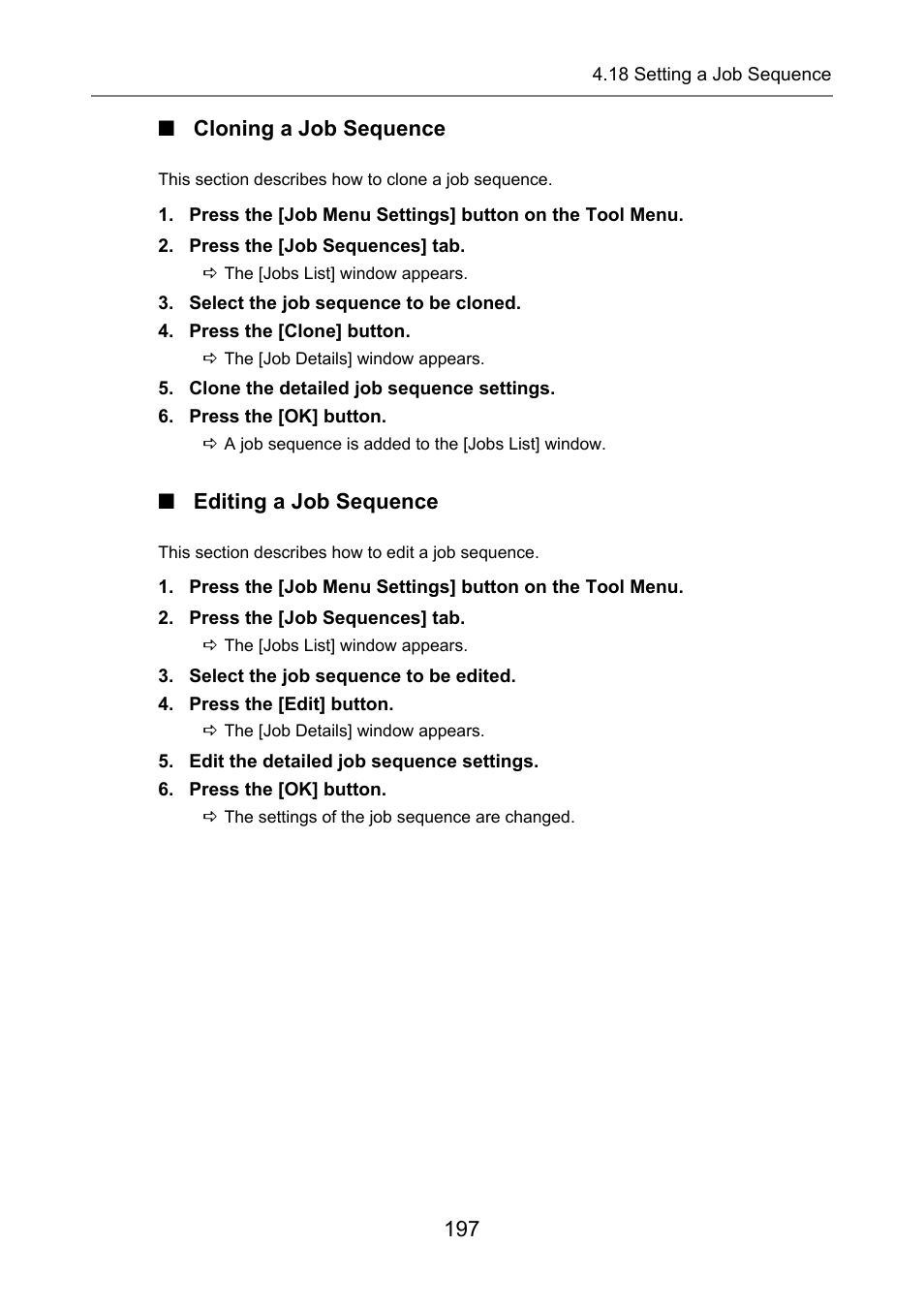 Cloning a job sequence, Editing a job sequence, 197 ■ cloning a job sequence | Fujitsu Ricoh Fujitsu N7100E Network Image Scanner User Manual | Page 197 / 482
