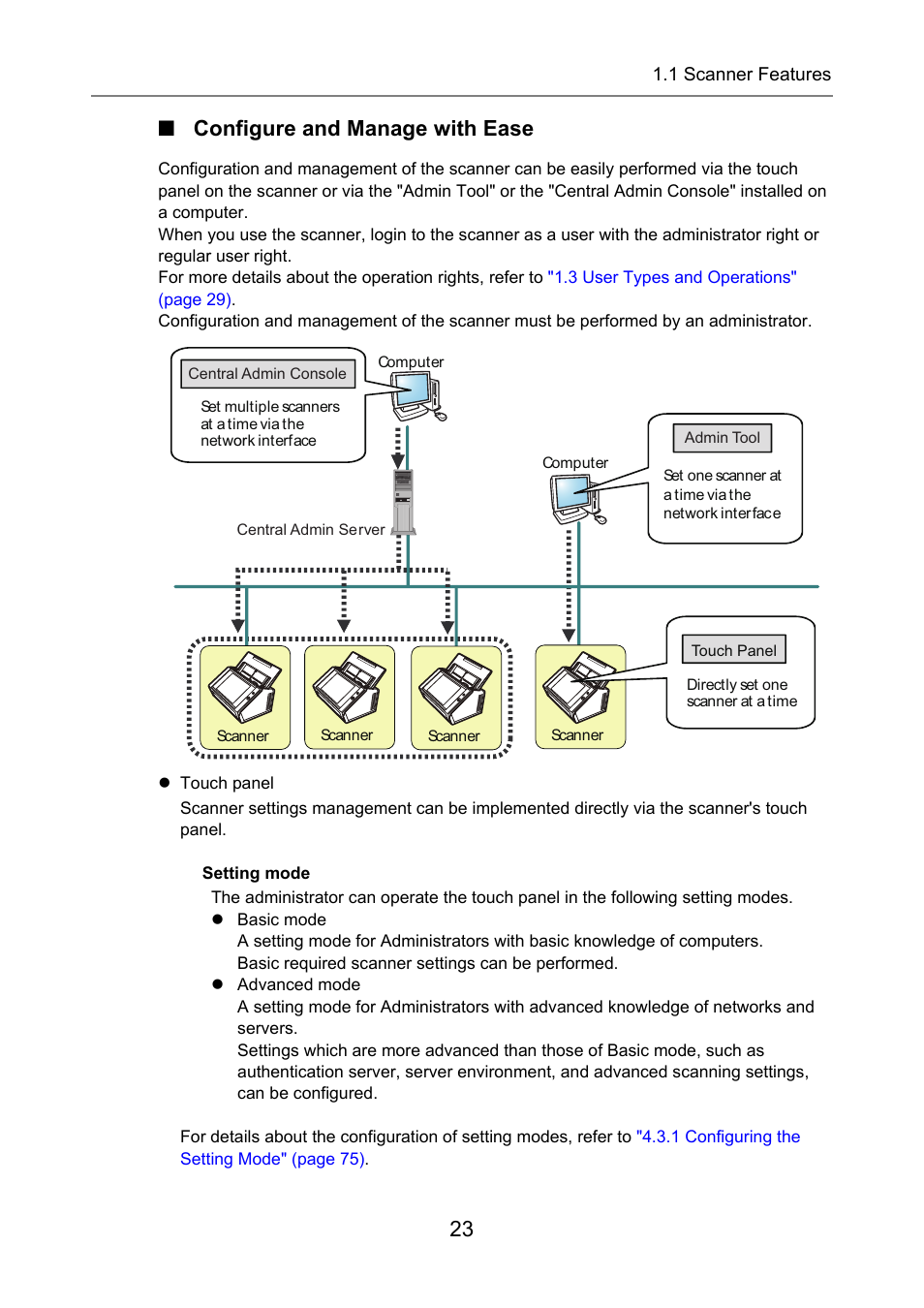 Configure and manage with ease, 23 ■ configure and manage with ease | Fujitsu Ricoh Fujitsu N7100E Network Image Scanner User Manual | Page 23 / 482