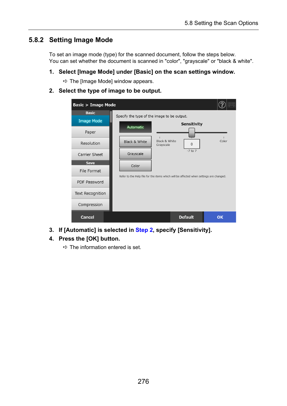 2 setting image mode | Fujitsu Ricoh Fujitsu N7100E Network Image Scanner User Manual | Page 276 / 482