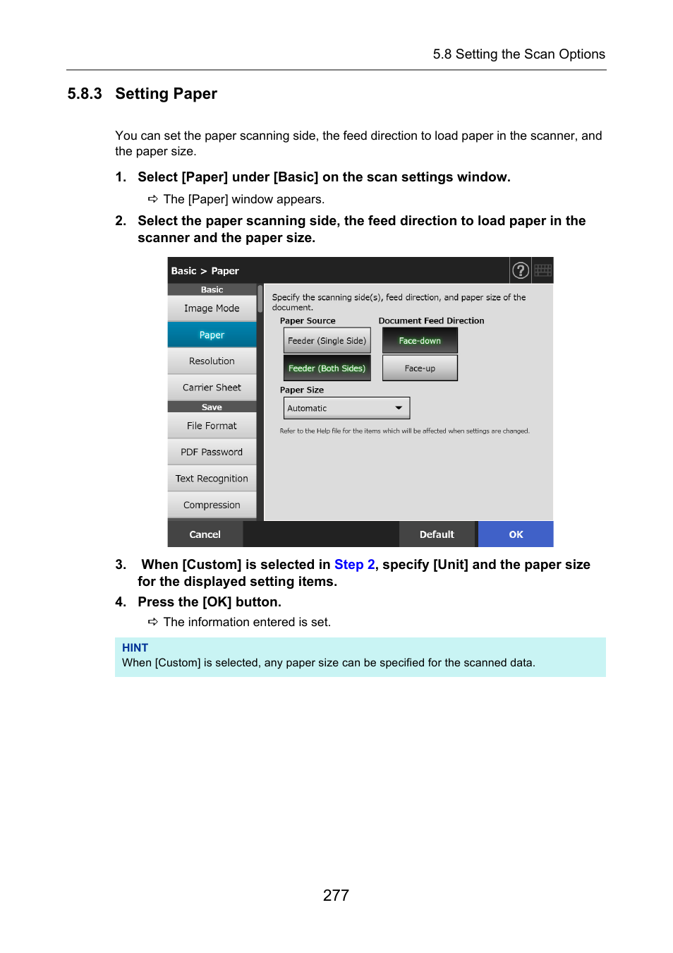 3 setting paper | Fujitsu Ricoh Fujitsu N7100E Network Image Scanner User Manual | Page 277 / 482