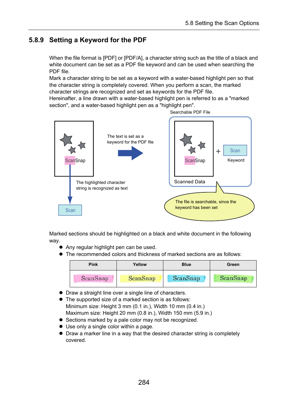 9 setting a keyword for the pdf | Fujitsu Ricoh Fujitsu N7100E Network Image Scanner User Manual | Page 284 / 482