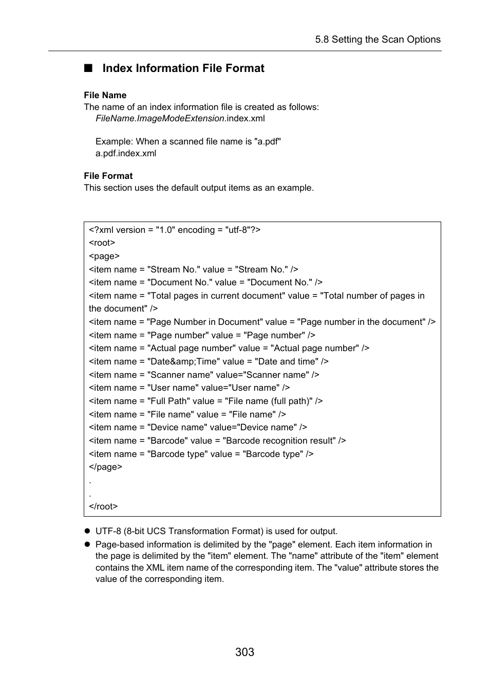 Index information file format, 303 ■ index information file format | Fujitsu Ricoh Fujitsu N7100E Network Image Scanner User Manual | Page 303 / 482