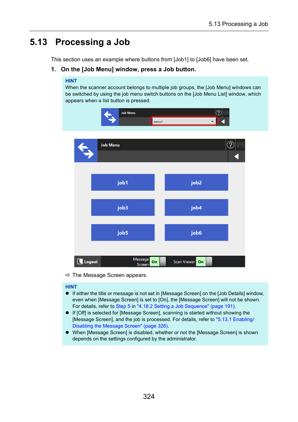13 processing a job, P.324) | Fujitsu Ricoh Fujitsu N7100E Network Image Scanner User Manual | Page 324 / 482