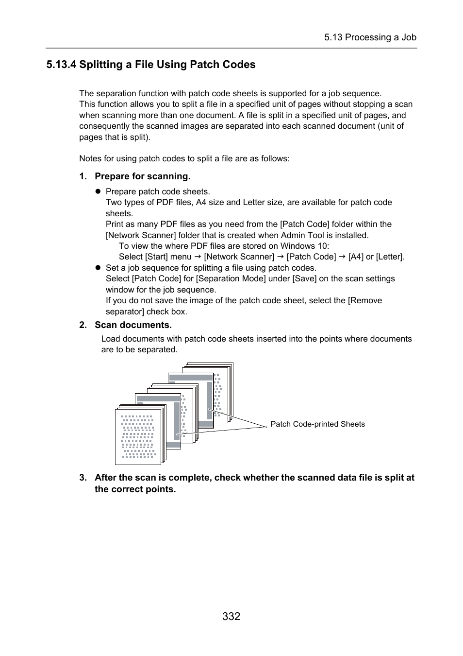 4 splitting a file using patch codes | Fujitsu Ricoh Fujitsu N7100E Network Image Scanner User Manual | Page 332 / 482