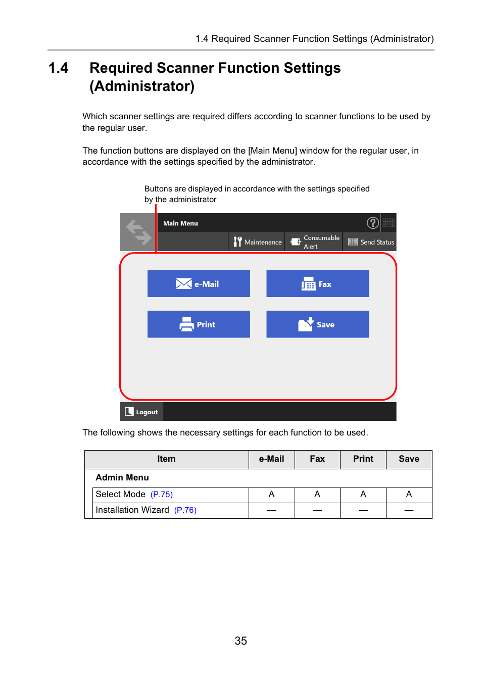 Required scanner function settings (administrator) | Fujitsu Ricoh Fujitsu N7100E Network Image Scanner User Manual | Page 35 / 482