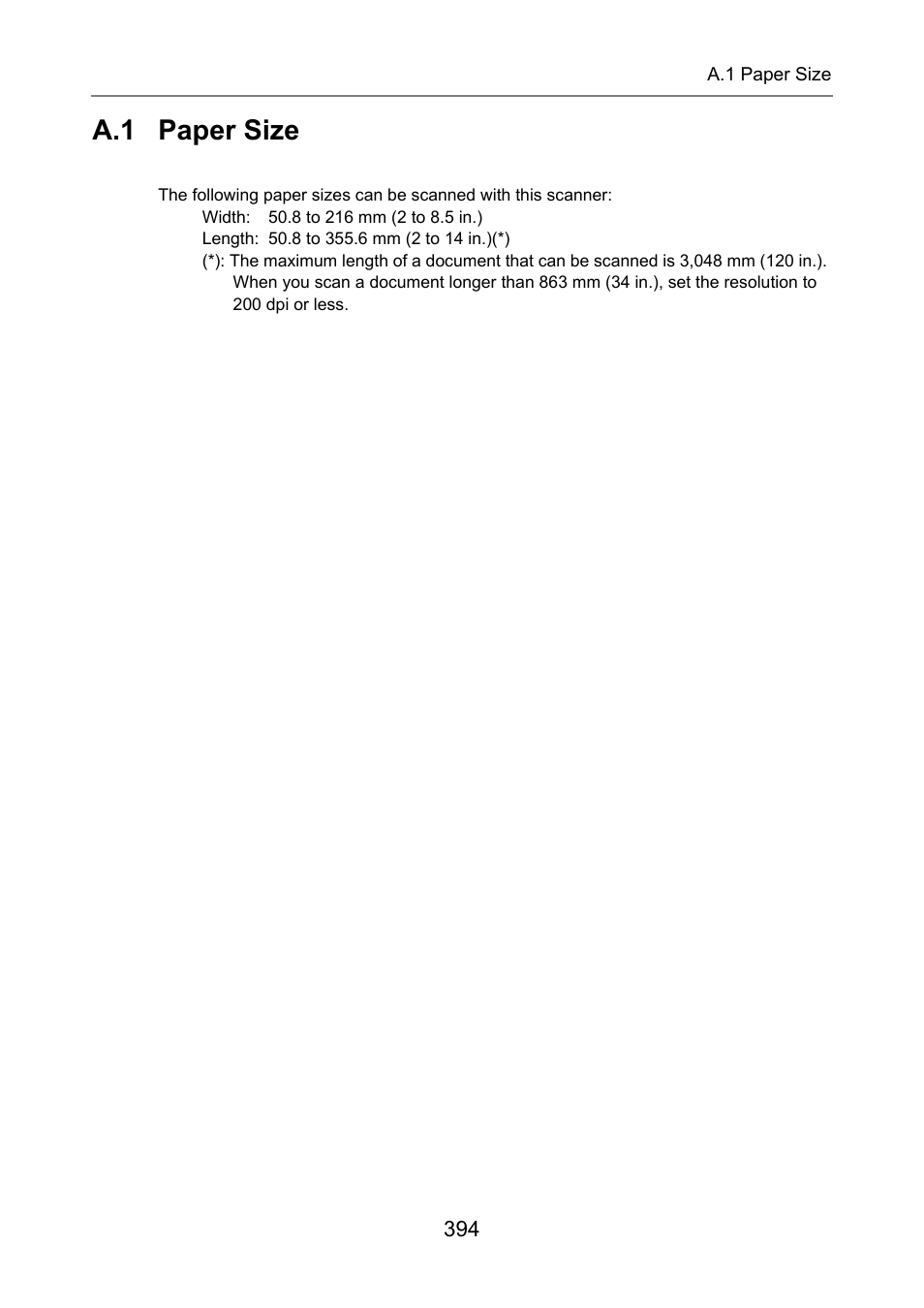 A.1 paper size | Fujitsu Ricoh Fujitsu N7100E Network Image Scanner User Manual | Page 394 / 482