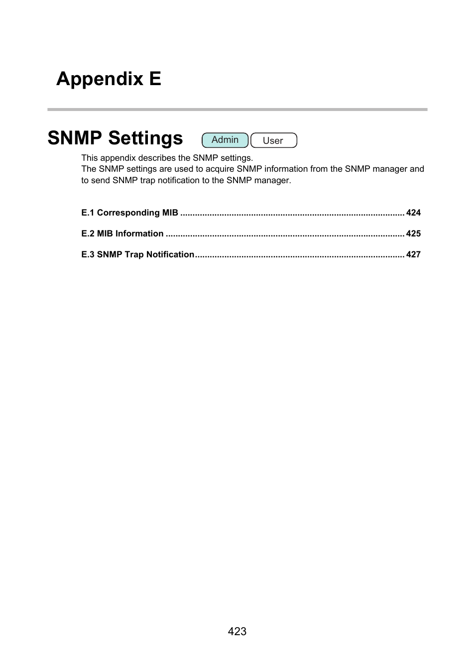 Appendix e snmp settings | Fujitsu Ricoh Fujitsu N7100E Network Image Scanner User Manual | Page 423 / 482