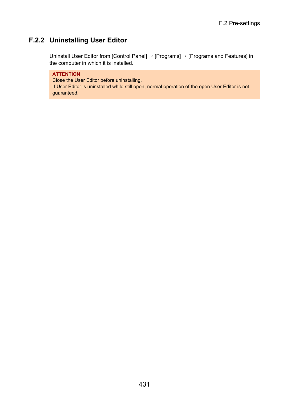 F.2.2 uninstalling user editor | Fujitsu Ricoh Fujitsu N7100E Network Image Scanner User Manual | Page 431 / 482