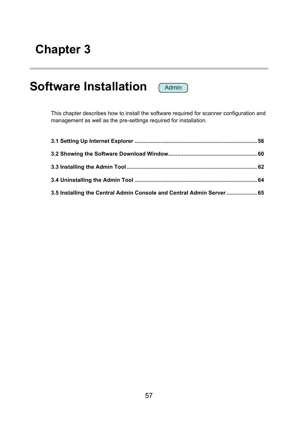 Chapter 3 software installation | Fujitsu Ricoh Fujitsu N7100E Network Image Scanner User Manual | Page 57 / 482