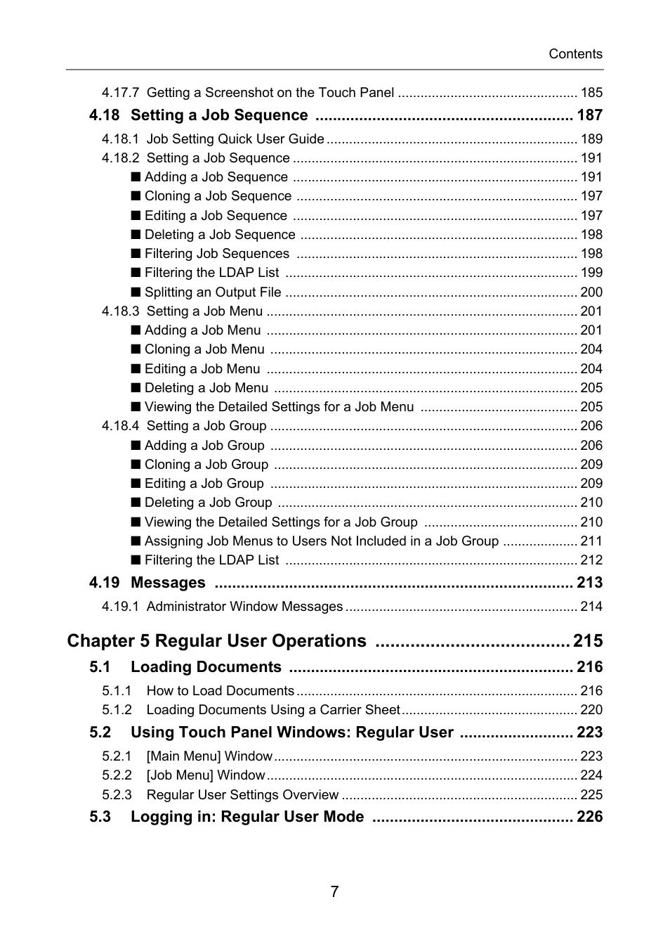 Chapter 5 regular user operations | Fujitsu Ricoh Fujitsu N7100E Network Image Scanner User Manual | Page 7 / 482