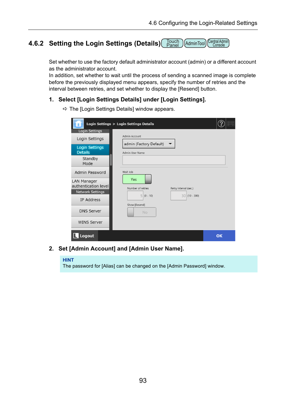 2 setting the login settings (details), Ttings details, P.93) | Fujitsu Ricoh Fujitsu N7100E Network Image Scanner User Manual | Page 93 / 482