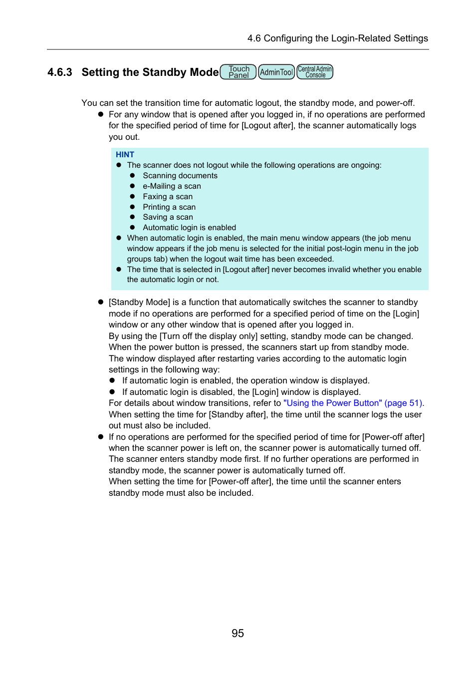 3 setting the standby mode, P.95) | Fujitsu Ricoh Fujitsu N7100E Network Image Scanner User Manual | Page 95 / 482