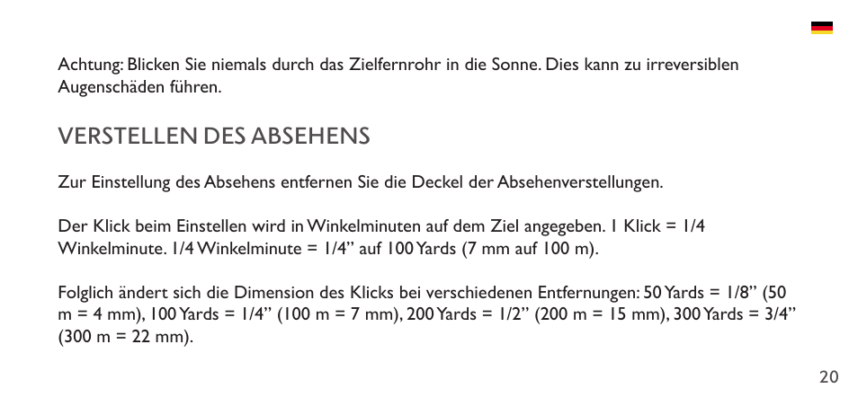 Verstellen des absehens | Hawke Sport Optics 1-4x20 Vantage IR Riflescope (Turkey Dot IR Reticle) User Manual | Page 20 / 74