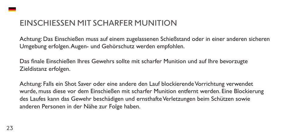Einschiessen mit scharfer munition | Hawke Sport Optics 1-4x20 Vantage IR Riflescope (Turkey Dot IR Reticle) User Manual | Page 23 / 74