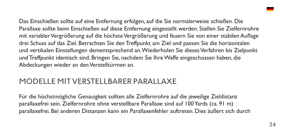 Modelle mit verstellbarer parallaxe | Hawke Sport Optics 1-4x20 Vantage IR Riflescope (Turkey Dot IR Reticle) User Manual | Page 24 / 74