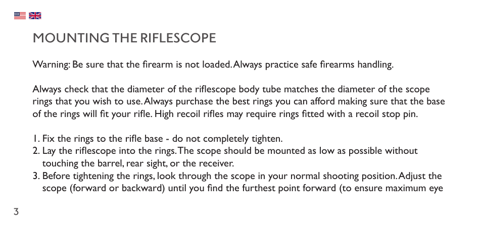 Mounting the riflescope | Hawke Sport Optics 1-4x20 Vantage IR Riflescope (Turkey Dot IR Reticle) User Manual | Page 3 / 74
