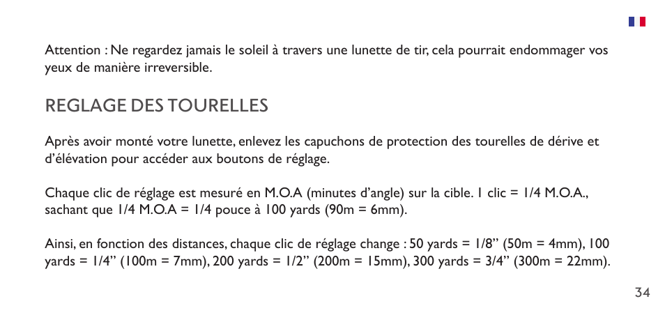 Reglage des tourelles | Hawke Sport Optics 1-4x20 Vantage IR Riflescope (Turkey Dot IR Reticle) User Manual | Page 34 / 74