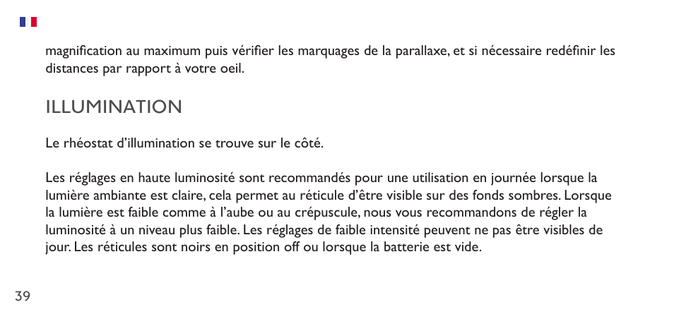 Illumination | Hawke Sport Optics 1-4x20 Vantage IR Riflescope (Turkey Dot IR Reticle) User Manual | Page 39 / 74