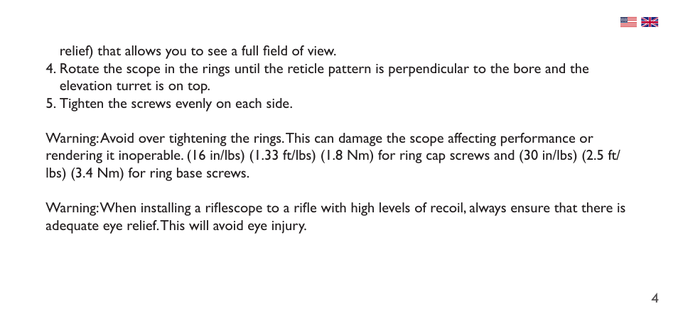 Hawke Sport Optics 1-4x20 Vantage IR Riflescope (Turkey Dot IR Reticle) User Manual | Page 4 / 74