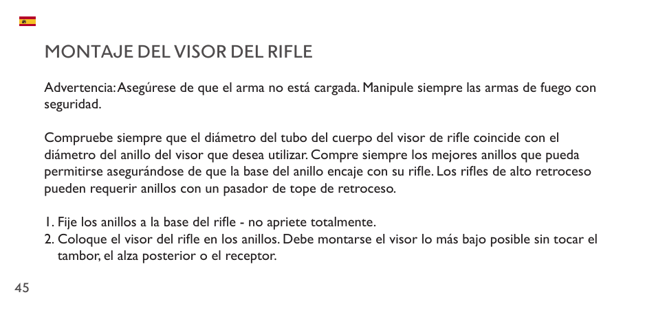 Montaje del visor del rifle | Hawke Sport Optics 1-4x20 Vantage IR Riflescope (Turkey Dot IR Reticle) User Manual | Page 45 / 74