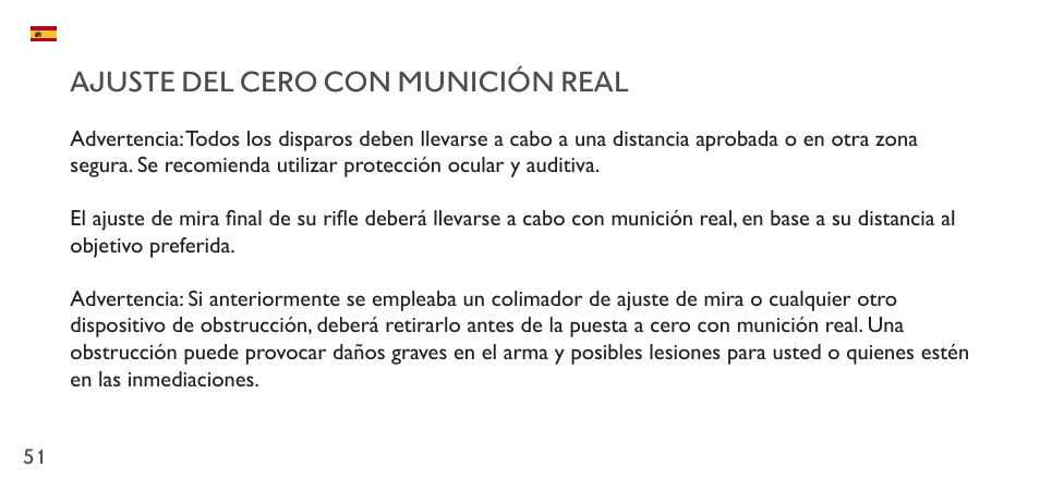 Ajuste del cero con munición real | Hawke Sport Optics 1-4x20 Vantage IR Riflescope (Turkey Dot IR Reticle) User Manual | Page 51 / 74