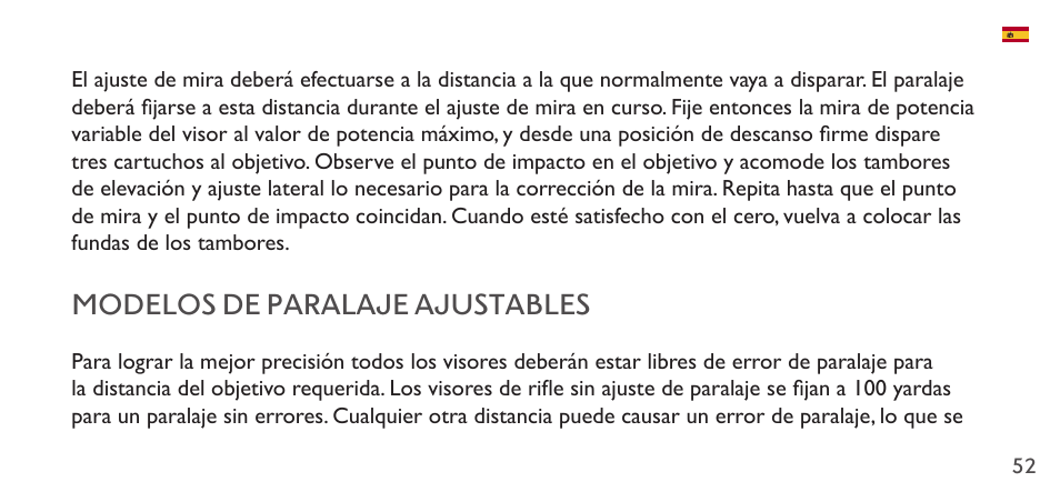 Modelos de paralaje ajustables | Hawke Sport Optics 1-4x20 Vantage IR Riflescope (Turkey Dot IR Reticle) User Manual | Page 52 / 74