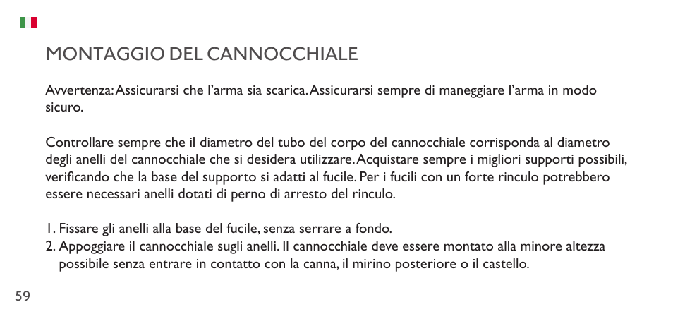 Montaggio del cannocchiale | Hawke Sport Optics 1-4x20 Vantage IR Riflescope (Turkey Dot IR Reticle) User Manual | Page 59 / 74