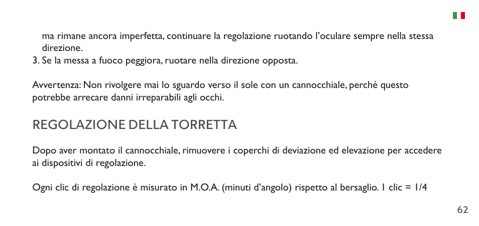 Regolazione della torretta | Hawke Sport Optics 1-4x20 Vantage IR Riflescope (Turkey Dot IR Reticle) User Manual | Page 62 / 74
