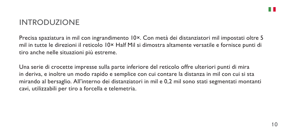 Introduzione | Hawke Sport Optics 4.5-14x44 Sidewinder 30 SF Riflescope (10x Half Mil Illuminated Reticle) User Manual | Page 10 / 23