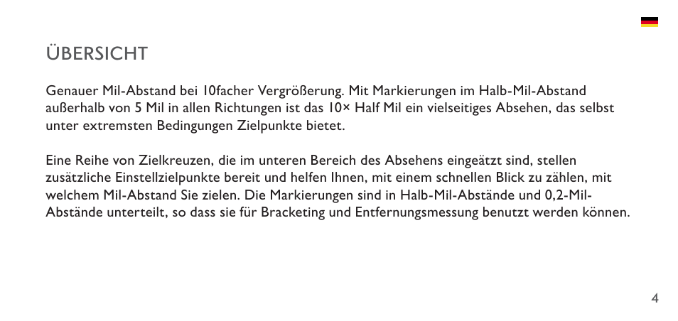 Übersicht | Hawke Sport Optics 4.5-14x44 Sidewinder 30 SF Riflescope (10x Half Mil Illuminated Reticle) User Manual | Page 4 / 23