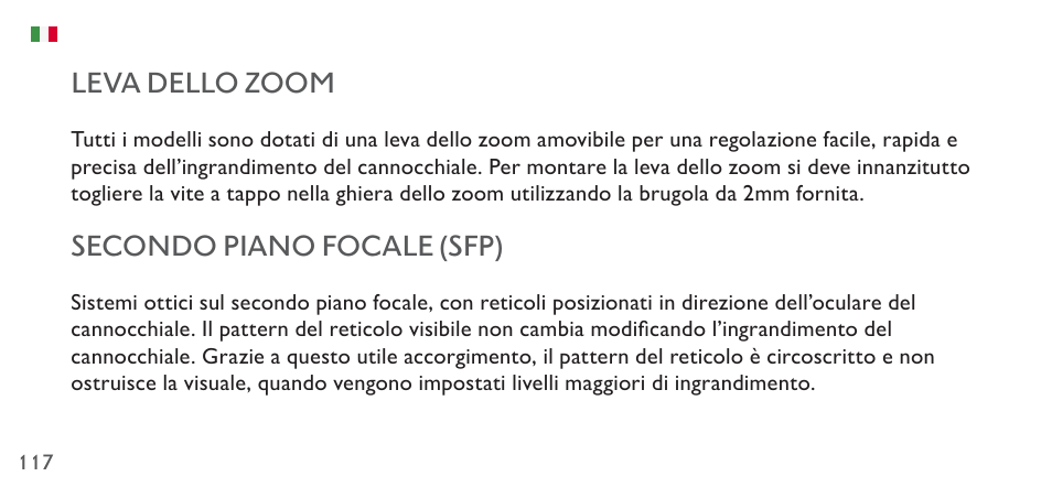 Leva dello zoom, Secondo piano focale (sfp) | Hawke Sport Optics 4.5-14x44 Sidewinder 30 SF Riflescope (10x Half Mil Illuminated Reticle) User Manual | Page 117 / 124