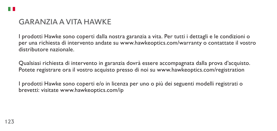 Garanzia a vita hawke | Hawke Sport Optics 4.5-14x44 Sidewinder 30 SF Riflescope (10x Half Mil Illuminated Reticle) User Manual | Page 123 / 124