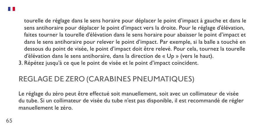 Reglage de zero (carabines pneumatiques) | Hawke Sport Optics 4.5-14x44 Sidewinder 30 SF Riflescope (10x Half Mil Illuminated Reticle) User Manual | Page 65 / 124