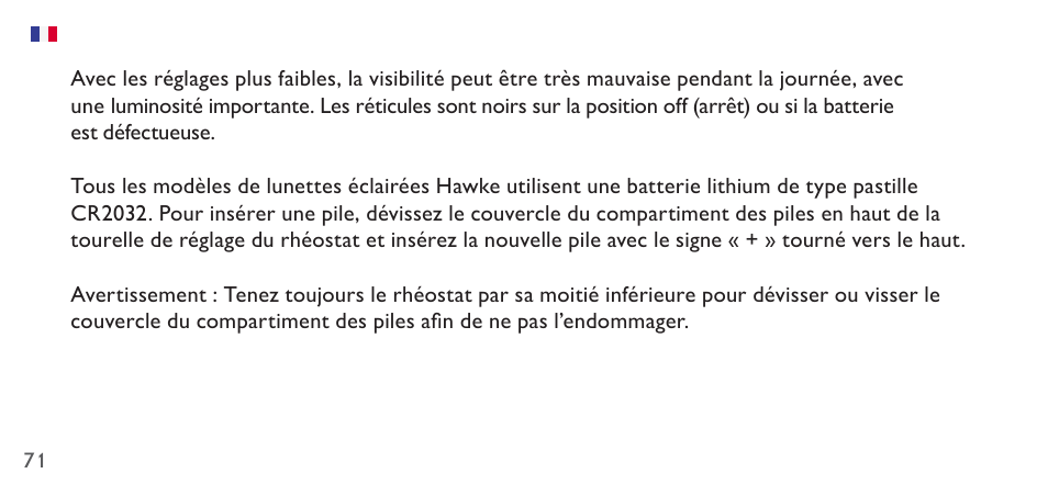 Hawke Sport Optics 4.5-14x44 Sidewinder 30 SF Riflescope (10x Half Mil Illuminated Reticle) User Manual | Page 71 / 124