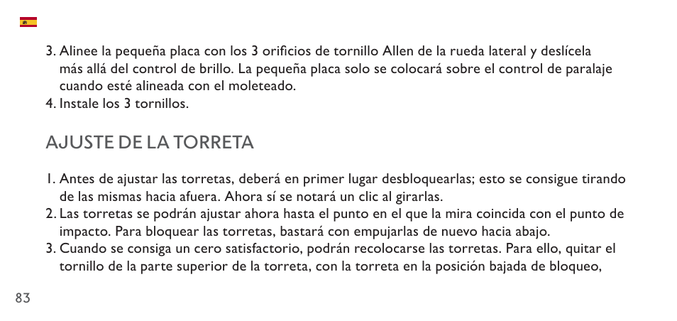 Ajuste de la torreta | Hawke Sport Optics 4.5-14x44 Sidewinder 30 SF Riflescope (10x Half Mil Illuminated Reticle) User Manual | Page 83 / 124