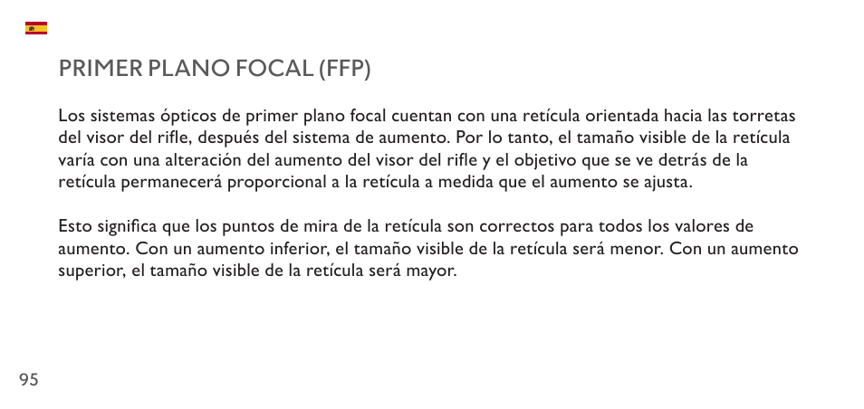 Primer plano focal (ffp) | Hawke Sport Optics 4.5-14x44 Sidewinder 30 SF Riflescope (10x Half Mil Illuminated Reticle) User Manual | Page 95 / 124